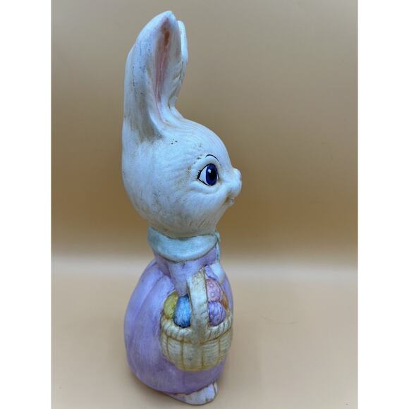 Easter Rabbit Bunny Girl In Purple Dress Spring Easter Decor Vintage - Picture 2 of 7